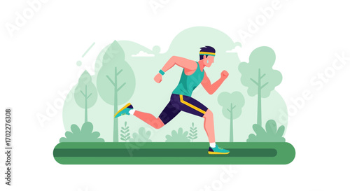 Energetic Athlete Sprinting In Park, Embracing Fitness, Healthy Body Initiative