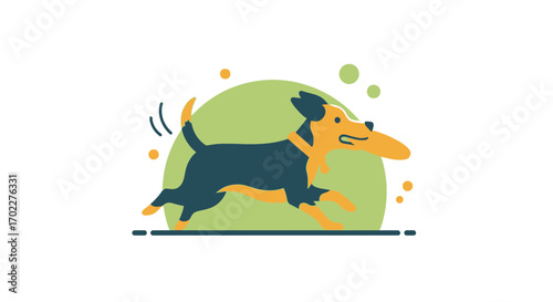 Energetic Canine Running with Joyful Vigor Against Nature's Backdrop