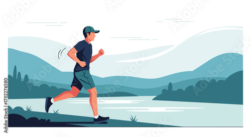 Energetic Runner: A Dynamic Depiction Of Athleticism And Outdoor Fitness Endeavors