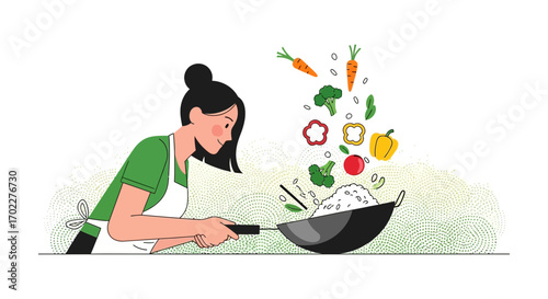Culinary Creation: Stir-Fry Harmony with Fresh Vegetables and Tender Rice Recipe