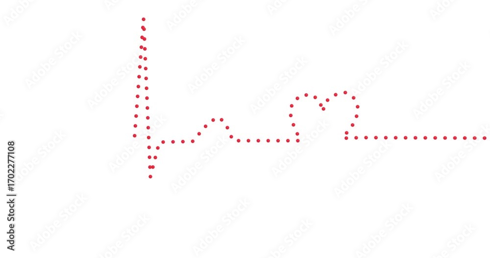 Animação abstrata de linha de ECG que se transforma em um coração em loop contínuo. Estilo minimalista em vermelho sobre fundo claro, com espaço para texto — ideal para saúde, cardiologia, healthtech,