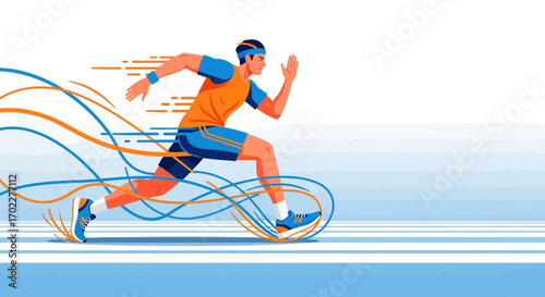 Energetic Vector Illustration of a Runner Sprinting at High Speed