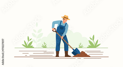 Farmer Cultivating the Earth: Soil Preparation for Agriculture and Sustainable Farming Practices