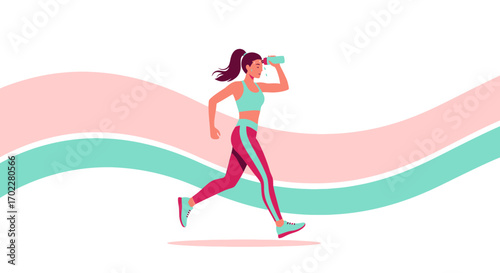Fitness Enthusiast Drinking Water During Workout, Refreshing While Exercising Outdoors