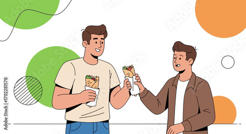 Friends Enjoying Street Food, Sharing Delights, And Celebrating Together During Leisure Time