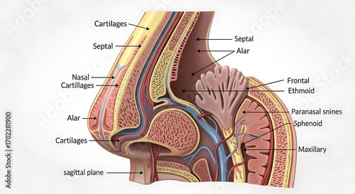 Human Nasal Cavity Anatomy Diagram.
