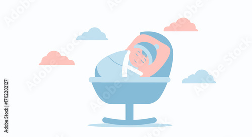 Gentle Slumber: A Peaceful Newborn Dreaming in A Soothing, Pastel-Colored Cradle