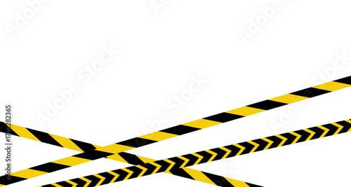 Yellow and red warning tapes on white background. Danger line vector. 