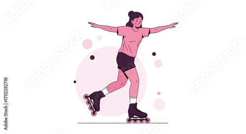 Graceful Skater Demonstrates Poise on Roller Skates in Unique Artistic Illustration