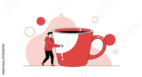 Embrace The Joy Of Coffee: A Whimsical Illustration Of Warmth And Comfort