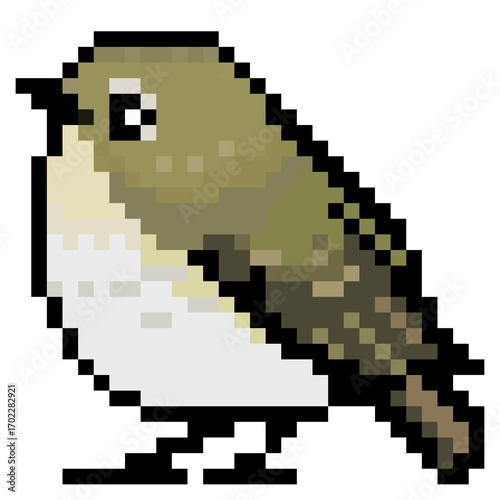 ドット絵, アニマルイラスト, キビタキのメス	