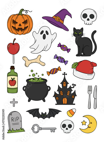 Color halloween sticker set