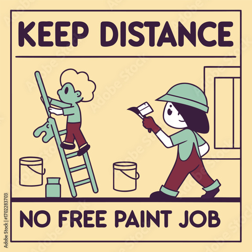 A graphic illustration emphasizing the importance of maintaining personal space and safety potentially related to health guidelines or social distancing measures rendered in a clean vector format