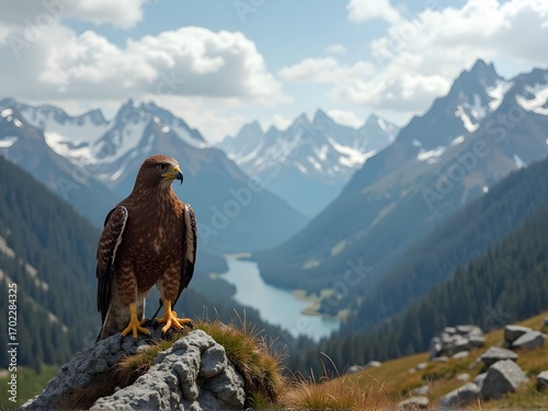 Leadership development falcon training metaphor in mountainous terrain,, in the mountains