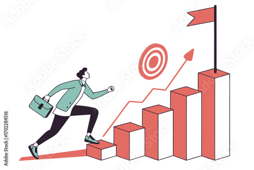 business man running up to success