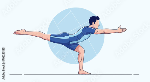 Illustration of a man in balancing yoga pose in vector art design