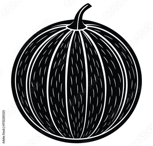 Vector illustration of a pumpkin and an apple on white background