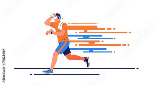 Illustration of a man running, concept of fitness, sport and healthy lifestyle