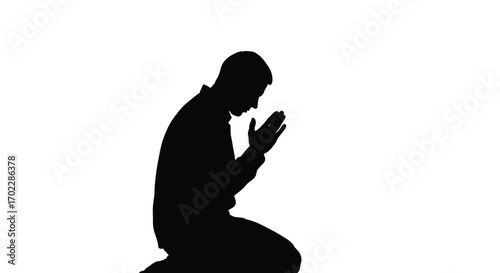 Vector art of silhouette of a man praying
