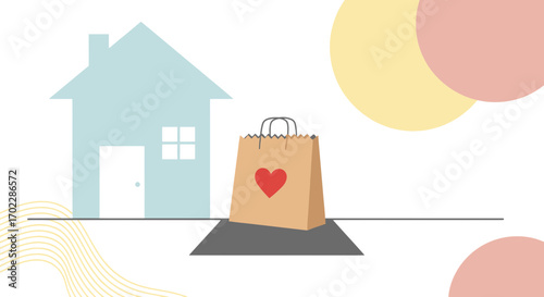 Home Delivery Concept Depicting Gift Of Giving And Support With Cute Illustrations