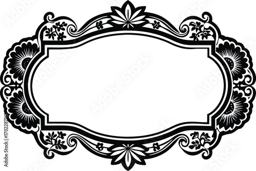 Simple and floral horizontal frame and border