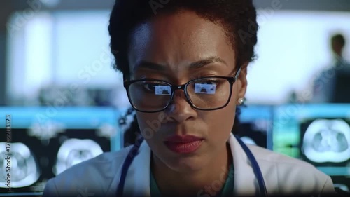 Doctor using AI software to analyze patient medical images