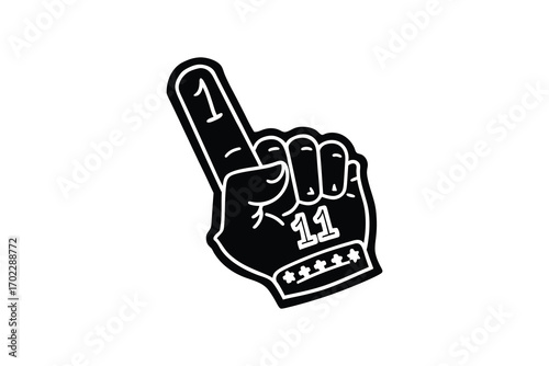 a hand gesture foam finger with numbers silhouette