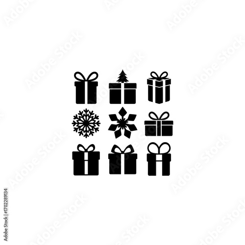 Vector art of set of gift boxes collection of gift boxes with bows Christmas gift silhouette gift vector illustration gift icon present 