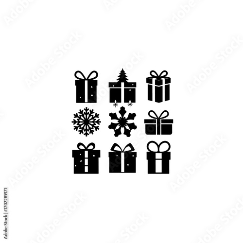 Vector art of set of gift boxes collection of gift boxes with bows Christmas gift silhouette gift vector illustration gift icon present 