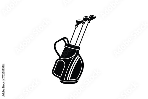 golf bag with clubs neatly arranged silhouette
