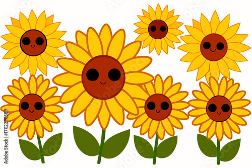 sunflowers vector illustration
