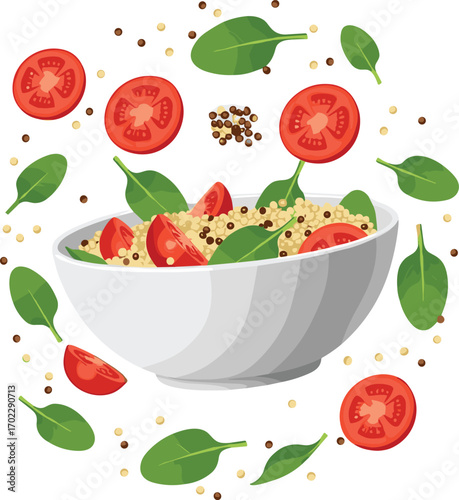 Surreal Coleslaw Salad with Floating Cabbage and Carrot Strips Vector