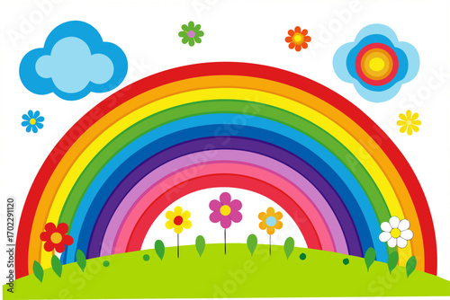 rainbow and flowers