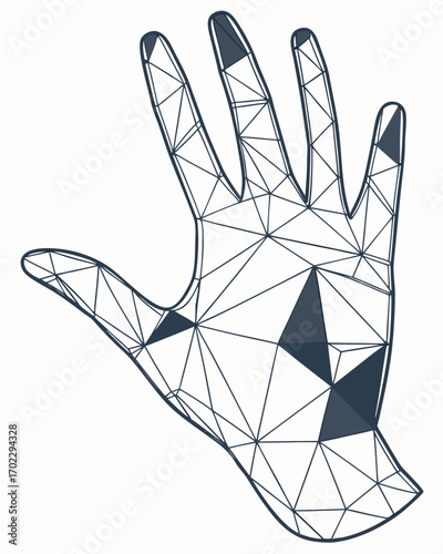 Low Poly Hand Wireframe Illustration