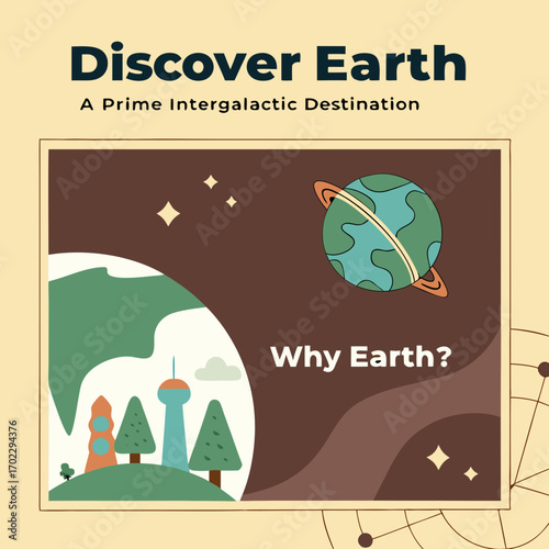 Whimsical Earth Illustration: Intergalactic Travel Destination