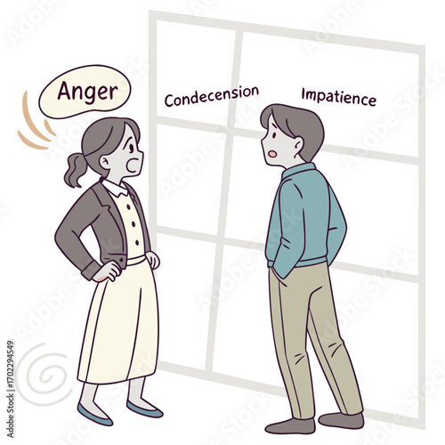 Woman Expressing Anger Towards Man Showing Condescension and Impatience