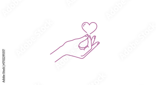 A hand gently cradling a small heart shape.