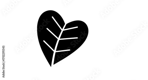 Stylized black heart-shaped leaf icon on a white background, symbolizing nature, love, and environmental care.