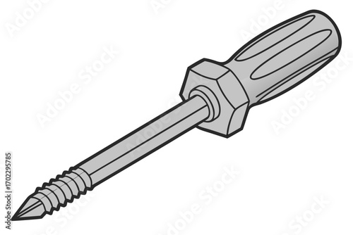 Illustration of a screwdriver with a screw on its tip