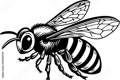 Bee on white background