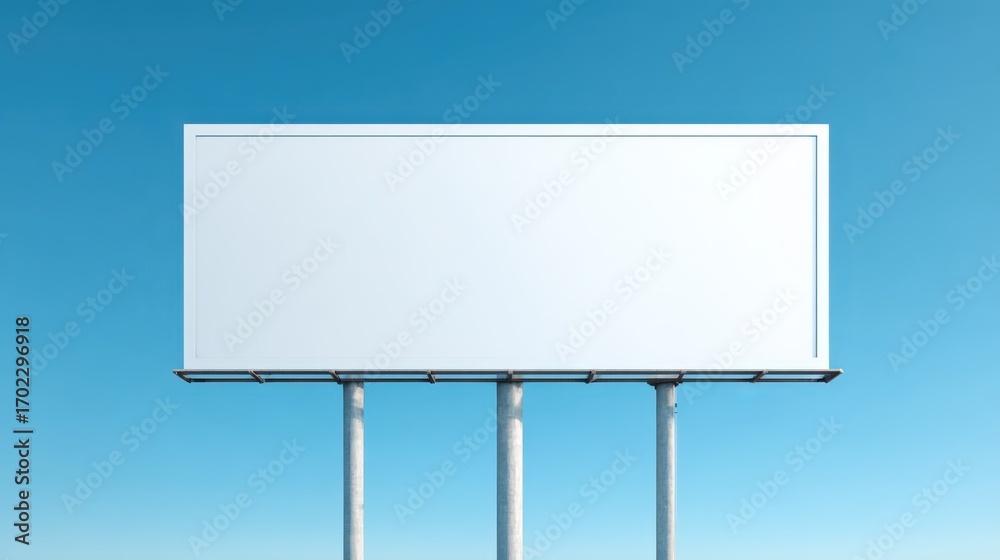 Obraz premium Blank Billboard Mockup Against Blue Sky: Ideal for Advertising and Marketing Campaigns