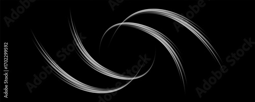 Colorful light trails, long time exposure motion blur effect. Red and blue glowing neon lights lines. Red blue special effect, speed police line. Magic of moving fast lines. Vector Illustration