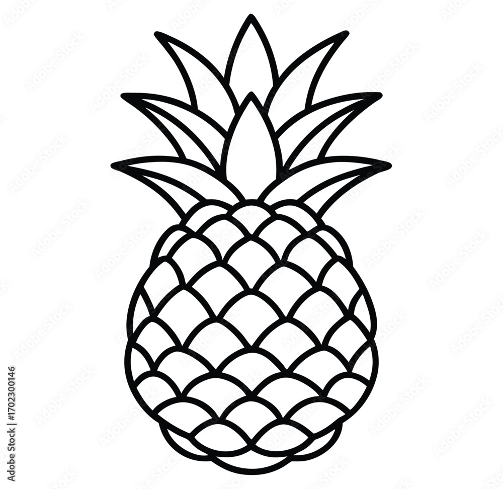 Fototapeta premium Pineapple vector illustration isolated on white background fresh tropical fruit