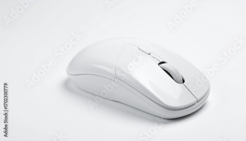 White Wireless Computer Mouse on White Background