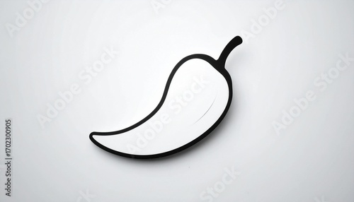 Minimalist White Chili Pepper Icon with Black Outline