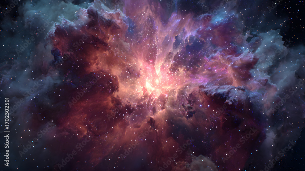 Fototapeta premium Colorful Space Nebula with Stars and Cosmic Clouds