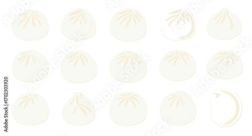 Vector illustration set of traditional Asian steamed buns.