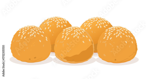 Vector illustration of Chinese sesame balls isolated on a white background.