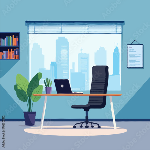 Sunny kitchen with garden view vector illustration serene home ambiance