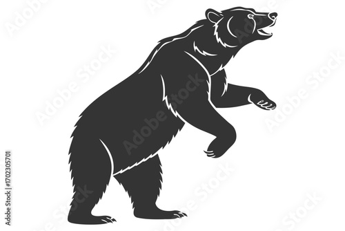 Stylized silhouette of a bear standing on its hind legs
